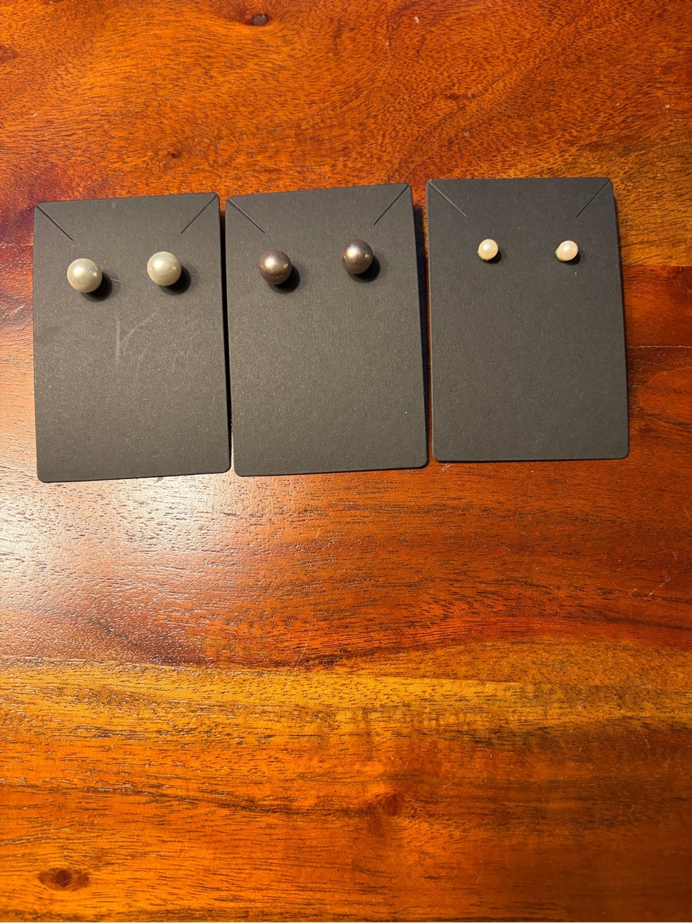3 Pairs Faux Pearl Stud Earrings – 2 Larger Pairs + 1 Smaller Pair